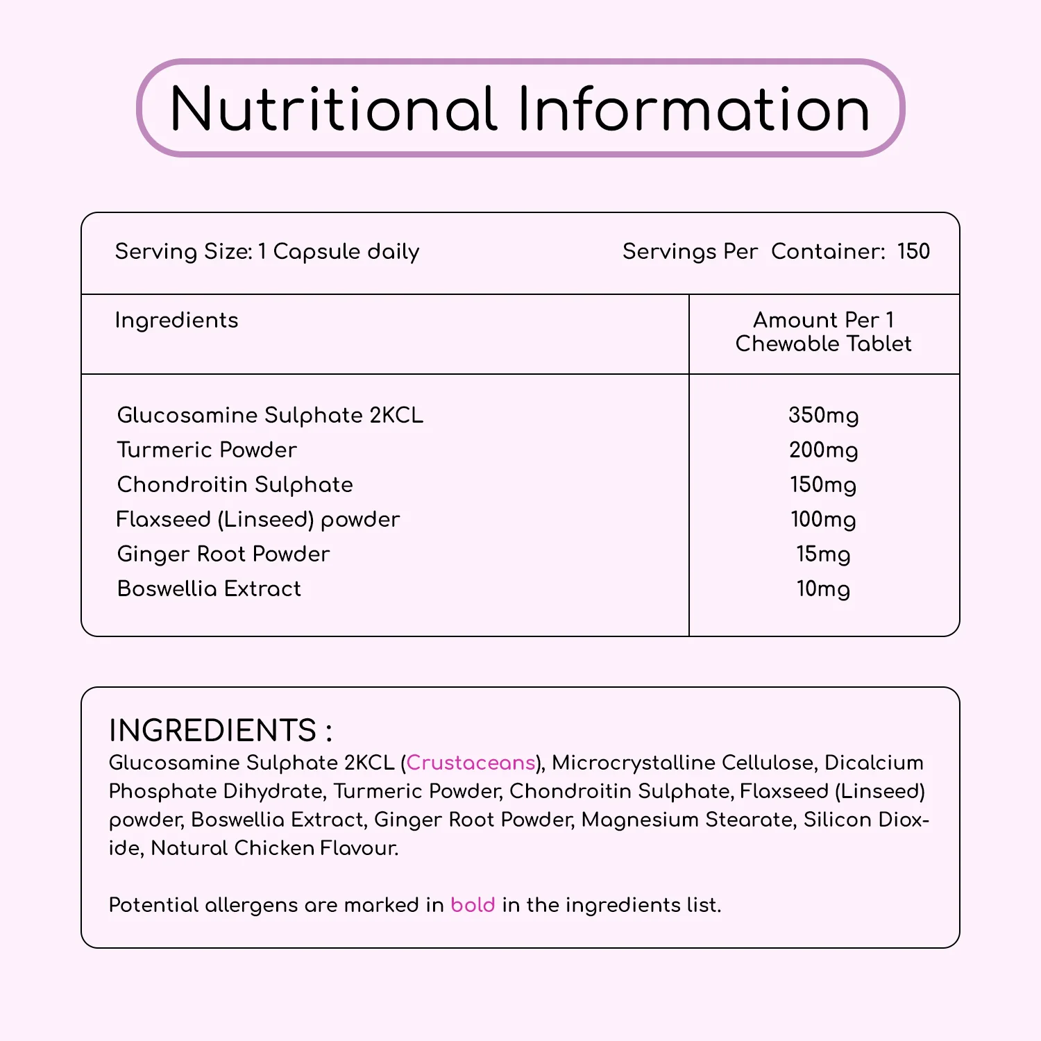 Dog Joint Supplement 150 Chewable Tablets - Image 3
