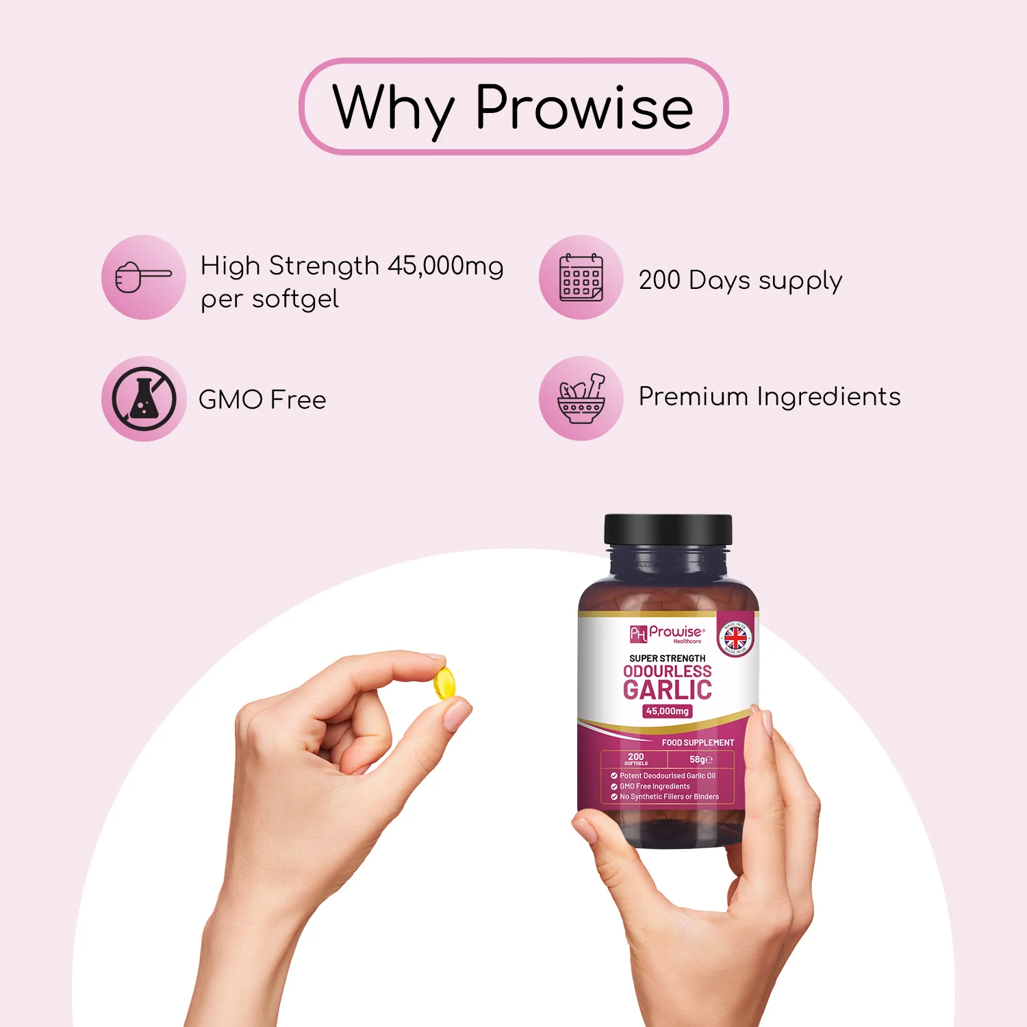 Garlic Capsules 45,000mg 200 Softgel Capsules - Image 4