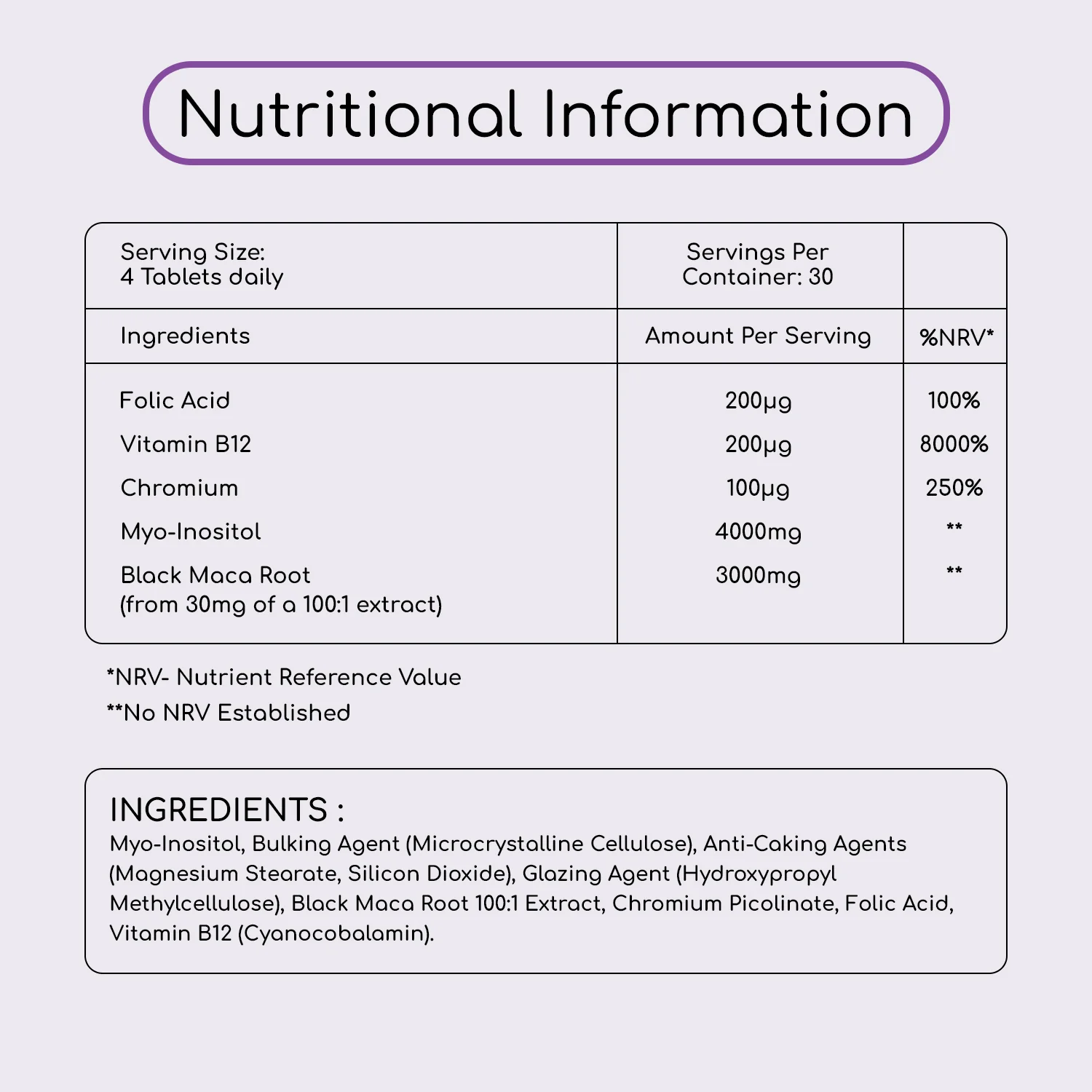 Myo Inositol Complex 7000mg 120 Vegan Tablets - Image 3