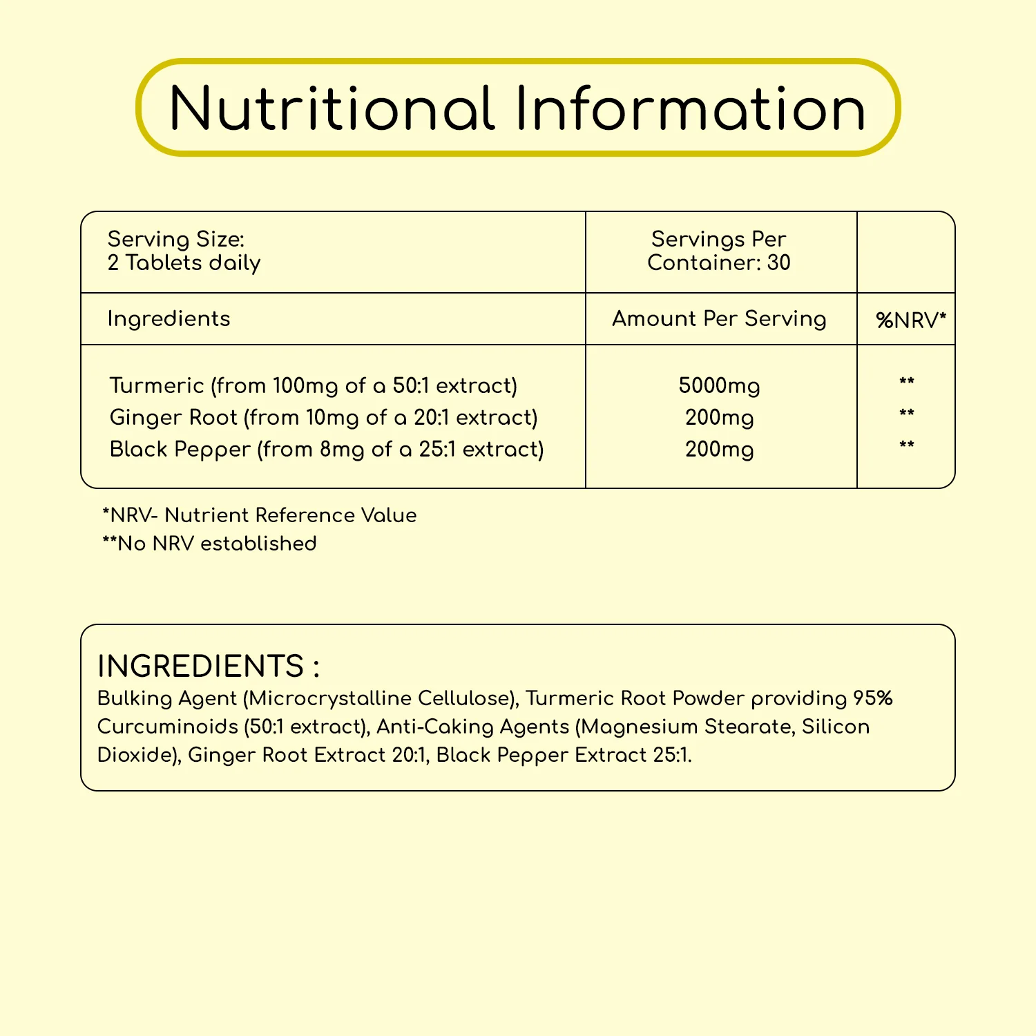 Turmeric Ginger and Black Pepper Tablets 5400mg 60 Tablets - Image 3