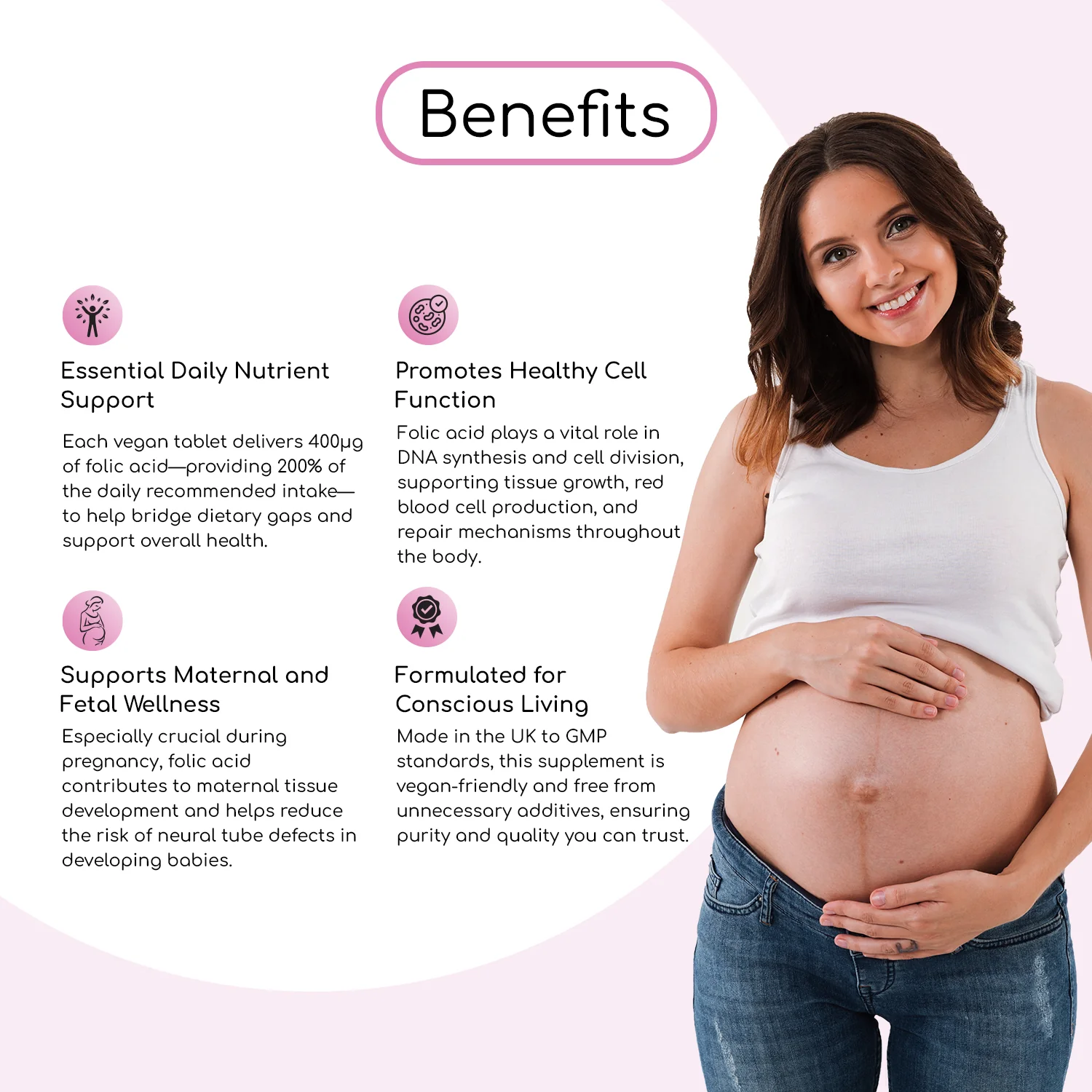 Vegan Folic Acid 400μg 400 Tablets - Image 2