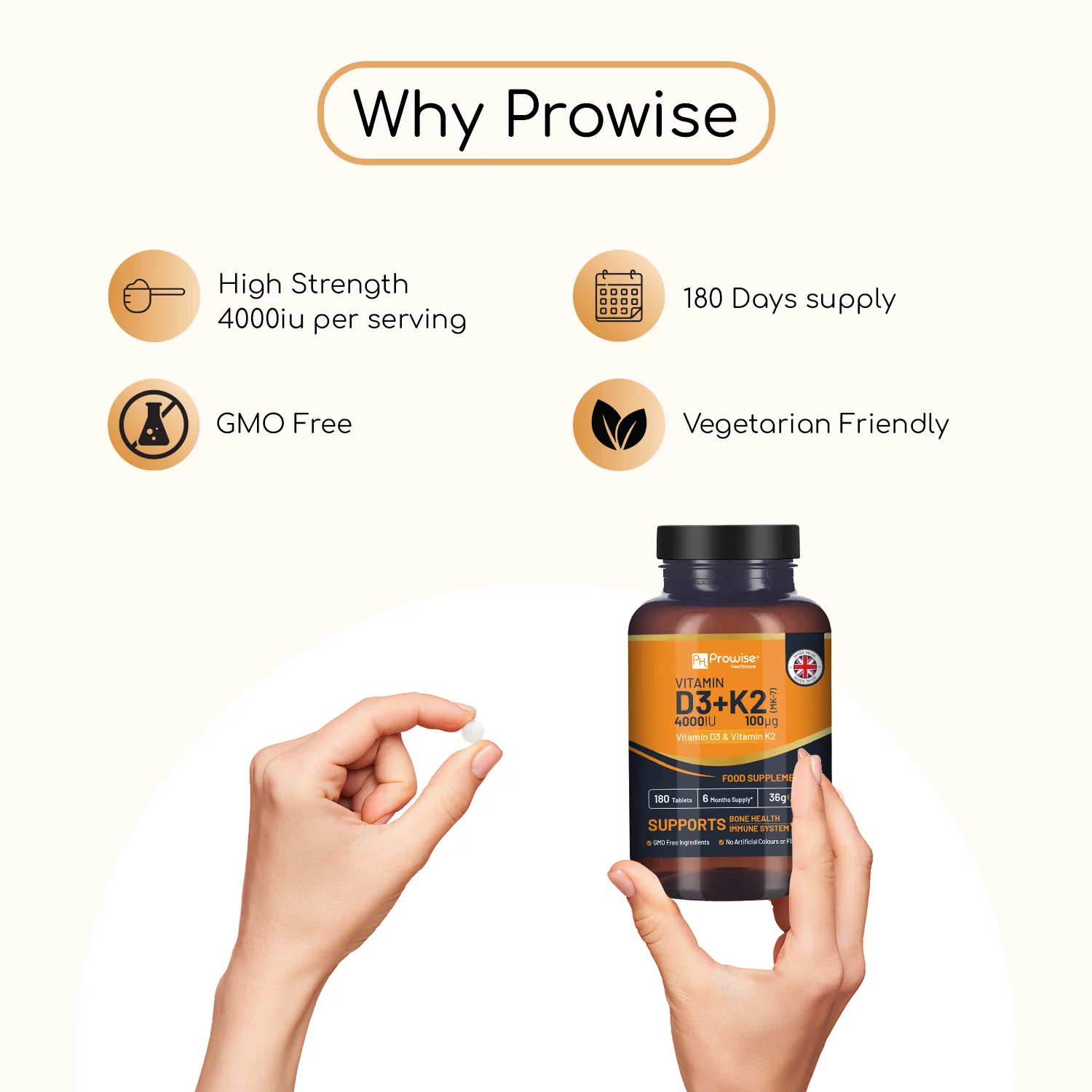 Vitamin D3 with Vitamin K2 MK7 180 Tablets - Image 4